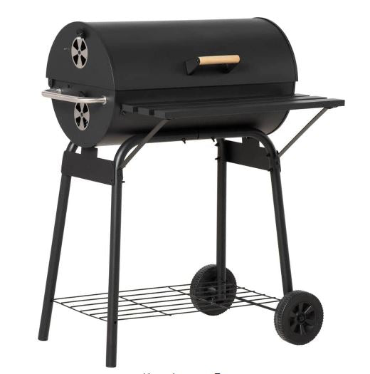Outsunny Charcoal Grill in Black with Adjustable Charcoal Rack, Storage Shelf, Wheel