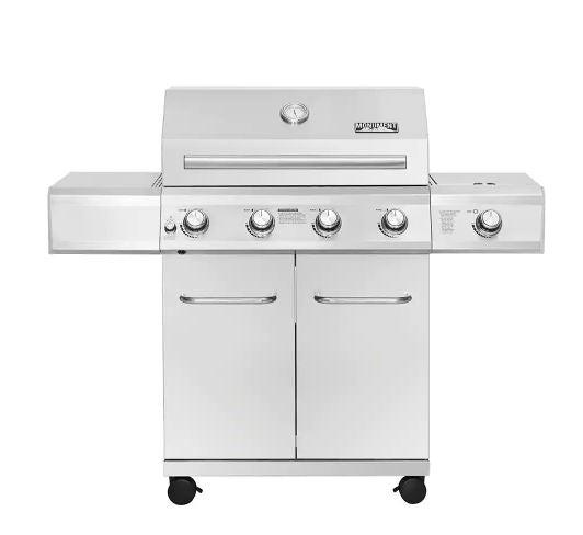 Monument Grills 4-Burner Propane Gas Grill in Stainless Steel with LED Controls and Side Burner