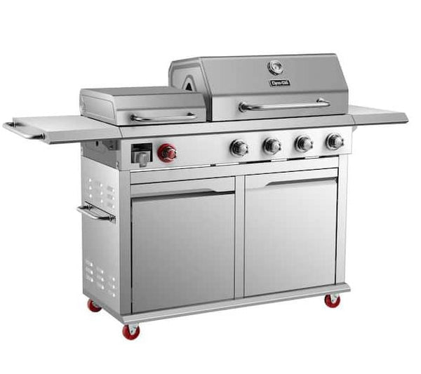 Dyna-Glo 4-Burner Propane Gas Grill in Stainless Steel with Griddle