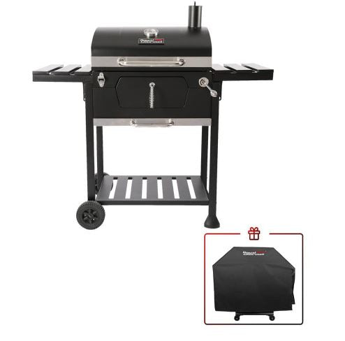 Royal Gourmet Charcoal Grill with 2 Side Table in Black Plus a Cover