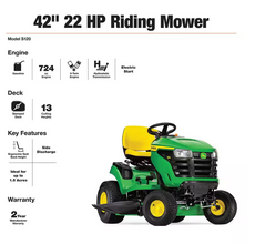 John Deere S120 42 in. 22 HP V-Twin Gas Hydrostatic Riding Lawn Tractor