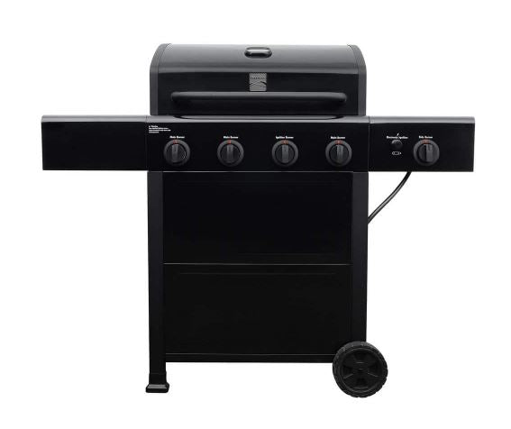 Kenmore 4 Burner Open Cart Propane GAS BBQ Grill with Side Burner, Black
