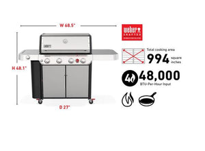Weber Genesis S-435 4-Burner Propane Gas Grill in Stainless Steel with Side Burner