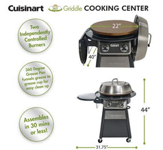 2-Burner Propane Gas 360-Degree Griddle Cooking Center in Gray with Stainless Steel Lid