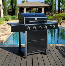 Kenmore 4 Burner Open Cart Propane GAS BBQ Grill with Side Burner, Black