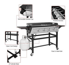 Royal Gourmet 4-Burner Propane Gas Grill Griddle for Outdoor Cooking in Black