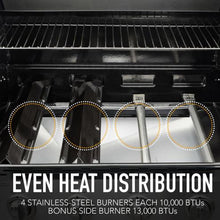 Kenmore 4 Burner Open Cart Propane GAS BBQ Grill with Side Burner, Black