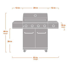 Monument Grills 4-Burner Propane Gas Grill in Stainless Steel with LED Controls and Side Burner