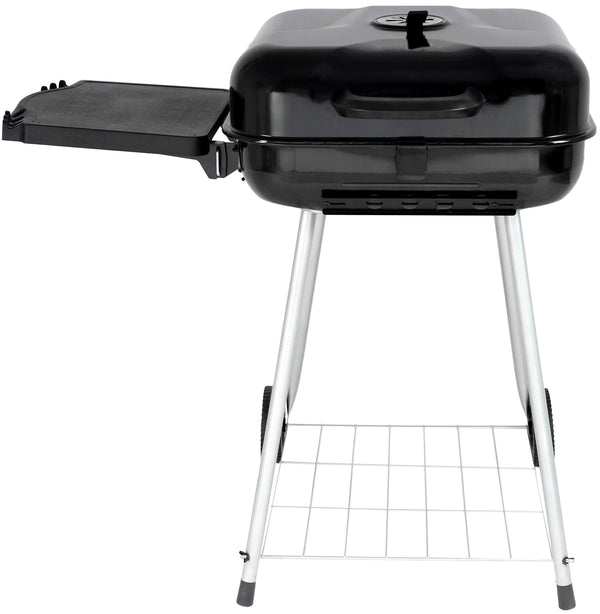 RevoAce 22" Square Charcoal Grill with Foldable Side Shelf, Black